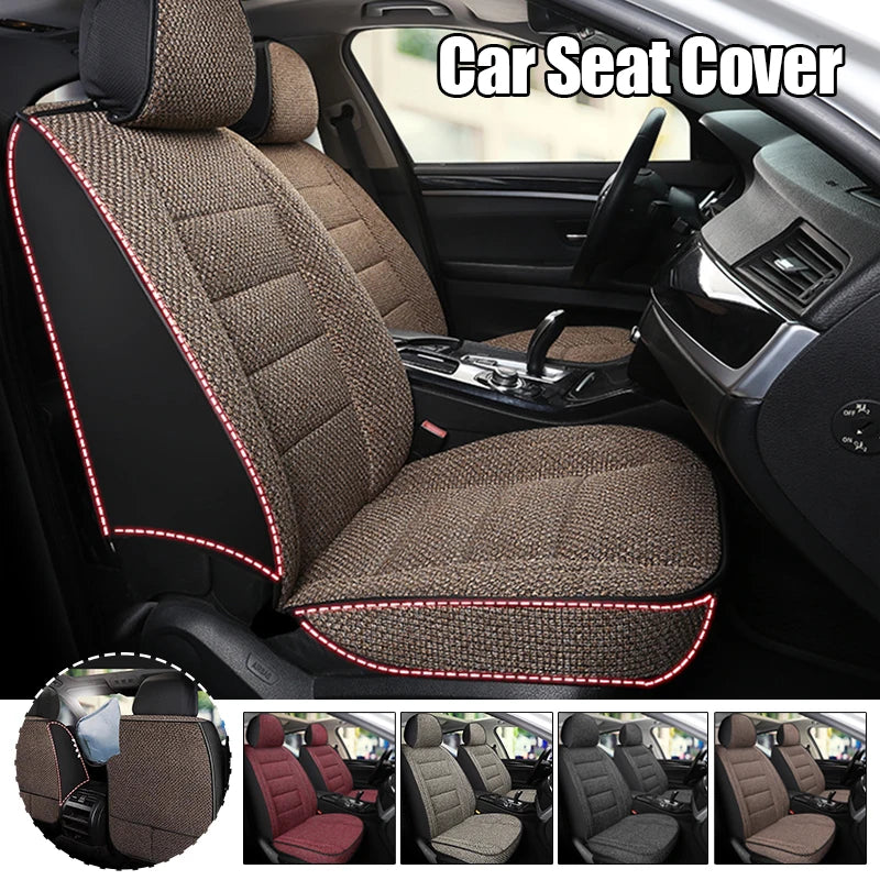 2025new Men's Car Seat Cover Linen Fabric Breathable Anti Slip Full Surround Car Front Single Seat Cushion Four Season Universal