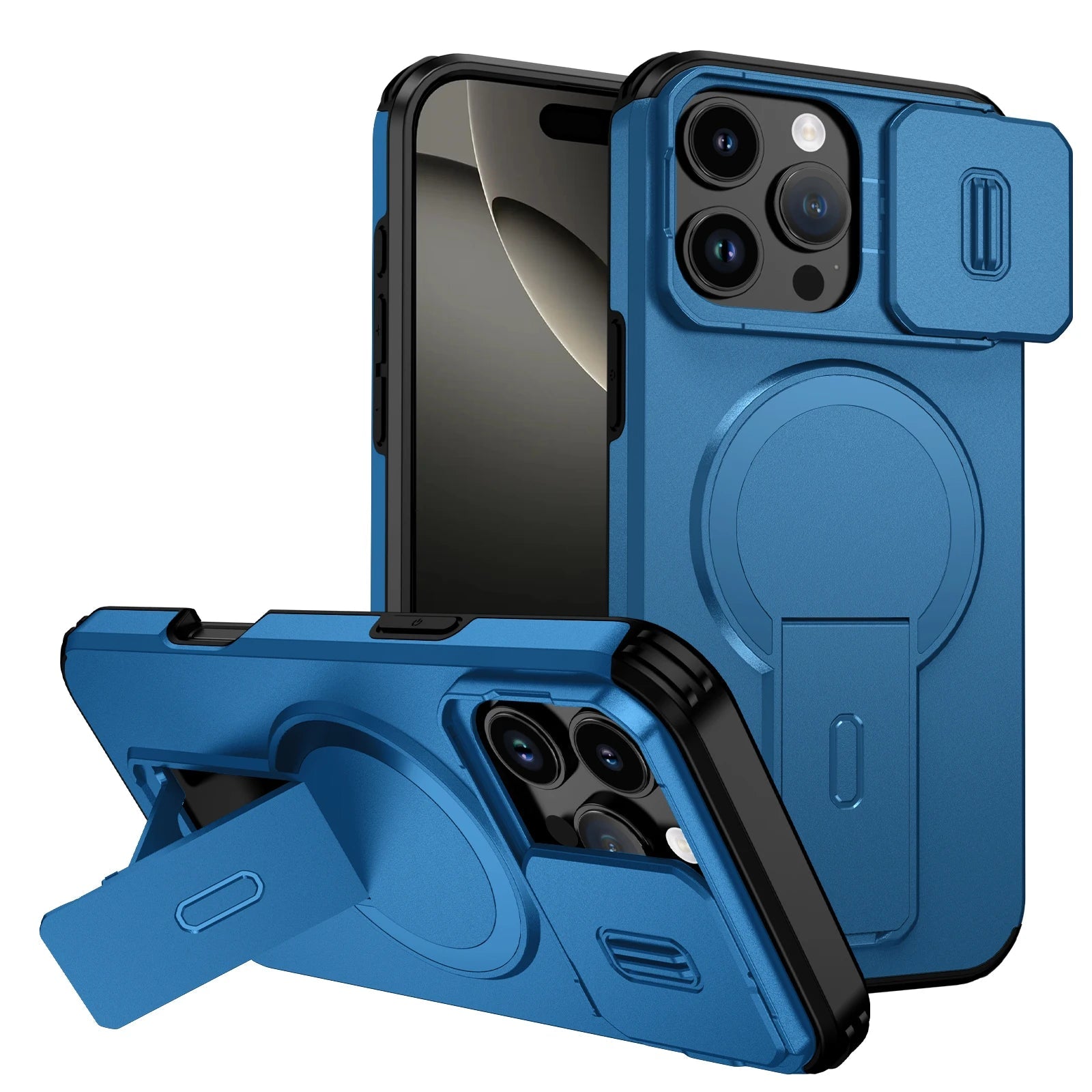 Shockproof Armor Bracket Magnetic Case for iPhone 17 16 E 15 14 13 11 12 Pro Max Mini For Magsafe Sliding Camera Protect Cover Car Mobile World