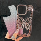 Luxury Soft Butterfly Diamond Phone Case For iPhone 11 12 13 14 15 16 17 Pro Max Plus Air Glitter Bumper Back Cases Cover