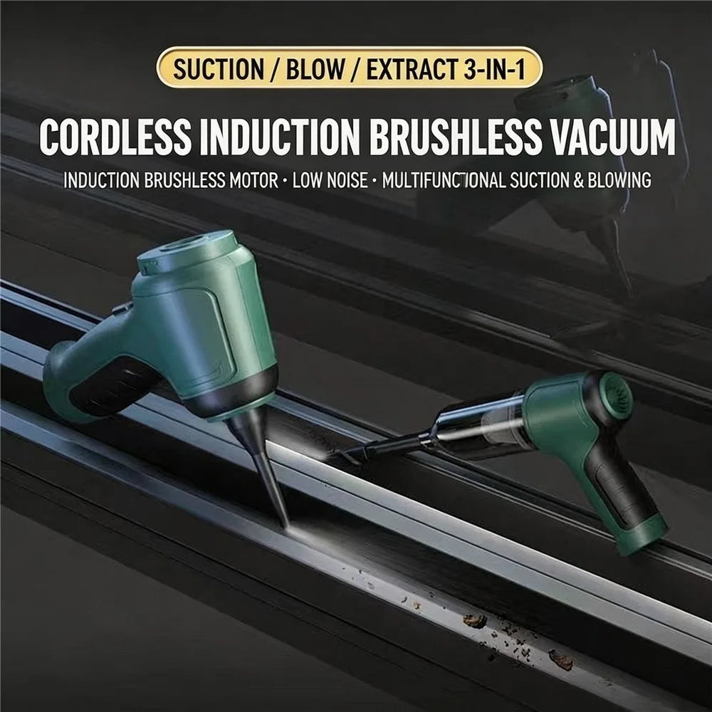Wireless Rechargeable Handheld Vacuum Cleaner, 3‑in‑1 Suction Blow Function Portable Mini Vacuum for Car & Household Cleaning
