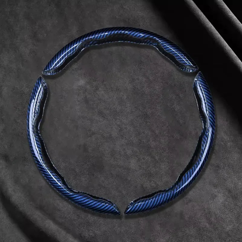 2/3PCS Laser Carbon Fiber Silicone Car Steering Wheel Cover 1K Micro Fiber Leather PVC Wheel Booster Cover Non-Slip Universal