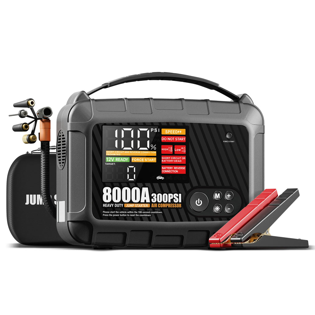 8000A Professional Heavy Duty Car Jump Starter With Air Pump Powerful Car 12V Car Battery Starter Booster Starting Device