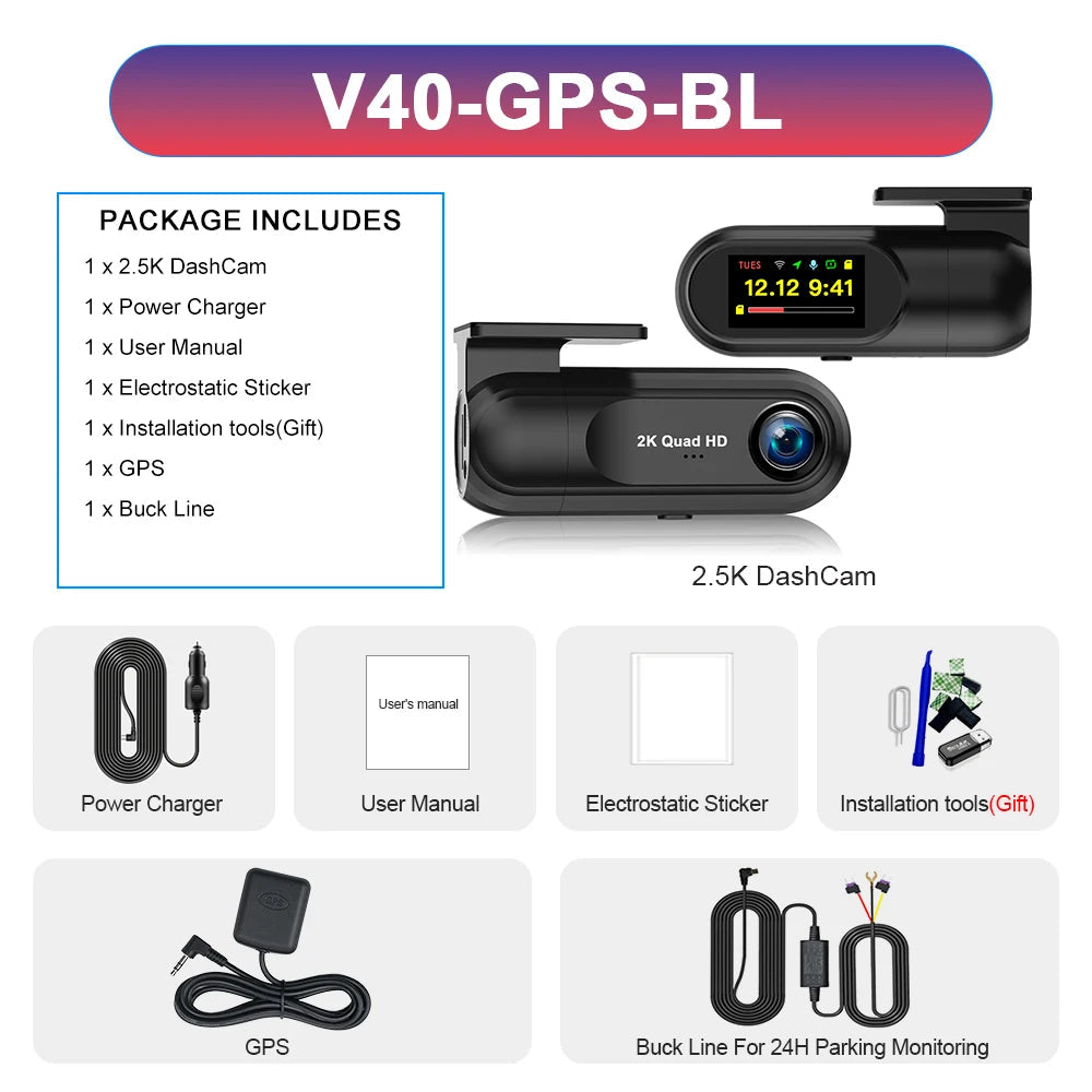 Soam﻿ 2K Dash Camera For Cars WiFi DVR Dash Cam Video Recorder Night Vision 24H Parking Monitor Dashcam Support GPS Car Mobile World