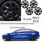 4Pcs 19 Inch Hubcap For Model Y 2020-2024 Wheel Cover Symmetric Turbine Matte Black Full Rim Protector Car Exterior Accessories