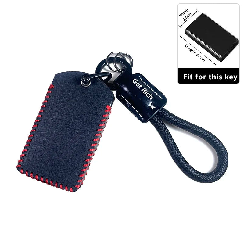 For Volvo EX30 Handmade Genuine Leather Smart Remote Key Case Protection Cover Shell Keychain Ring Holder Fob Car Accessories