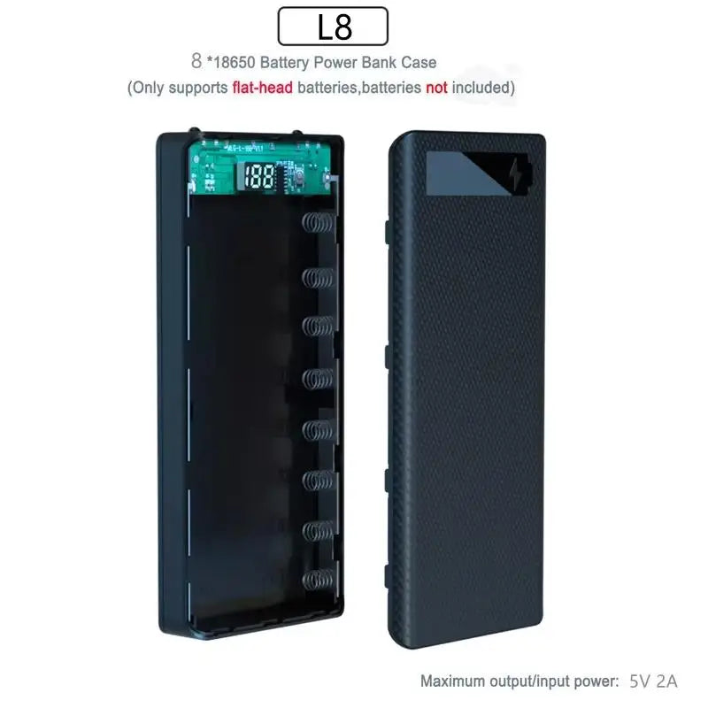 Portable 8 Slot 18650 Battery Power Bank Case DIY Digital Display 5V 21A Fast Charging Box For Outdoor Emergency Use