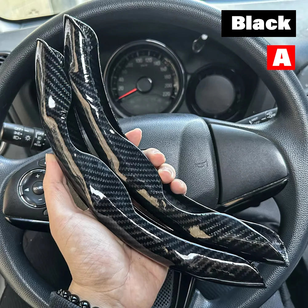 2PCS Universal Round Car Steering Wheel Cover Winter Fur Warm Carbon Fiber Leather Anti-slip Protective Case luxury Accessories CM World