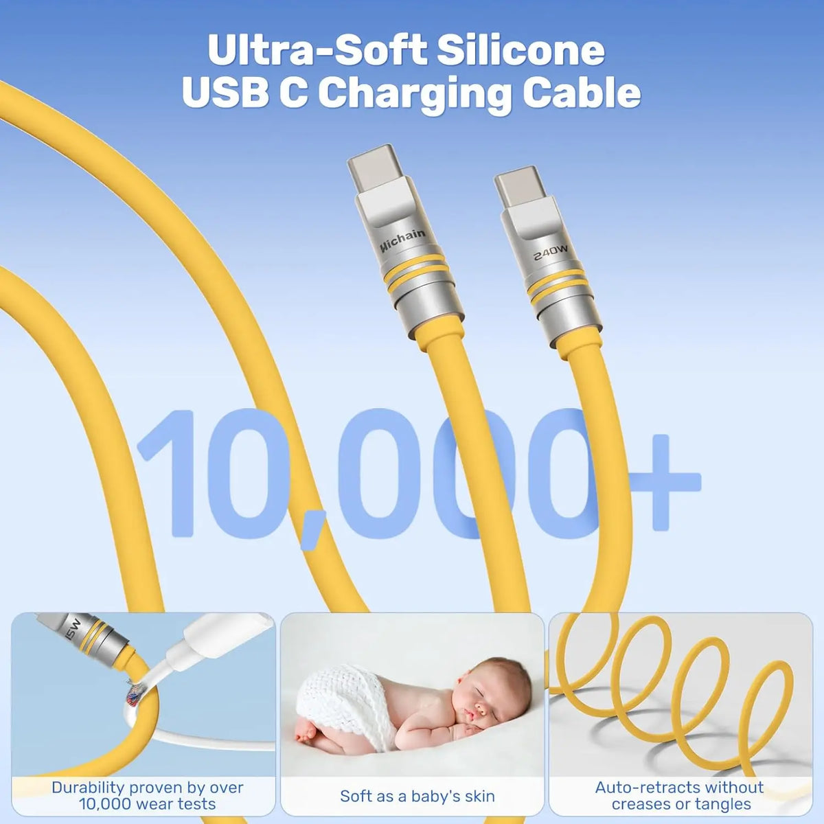 PD240W USB C To C Fast Charging Cable For iphone Laptop Tablets Liquid Silicone Soft Phone Charging Cable 480Mbps Data Transfer
