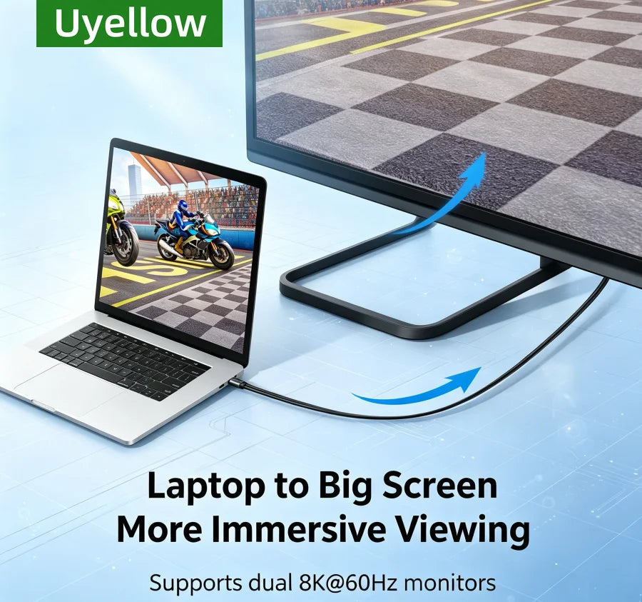 Uyellow USB 5 Cable 80Gbps 240W 16K Type C To C Fast Charging Thunderbolt 3 4 5 USB 5.0 to C Data Transfer Cable Laptop