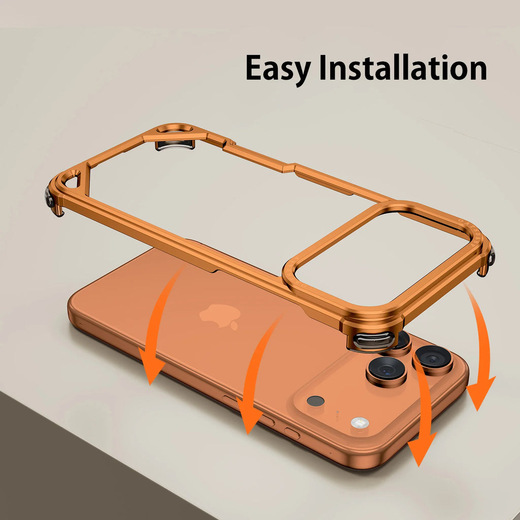 Eary for iPhone 17 Pro Max Air Phone Case Aluminum Alloy Metal Frameless Shell for Magsafe Minimalist Anti-Drop Protective Cover Car Mobile World