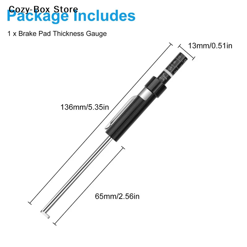 [ZY]Car Brake Pad Inspection Pen Ruler Brake Pad Measuring Tool Suitable For 6mm / 0.2 Inch Thickness, Brake Pad Gauge[ZY]