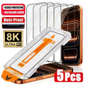 1-5Pcs Ultra HD Dust Free Screen Protector For iPhone 17 16 15 13 11 12 14 Pro Max 16e 7 8 Plus SE 17 Air Glass Easy Install Box