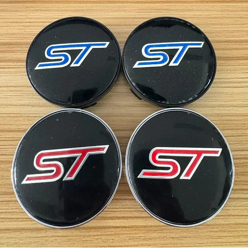 4PCS ST Style Car Wheel Hub Center Cover Sticker Decal For Focus Fiesta Mondeo Kuga Explorer Puma Escape Everest