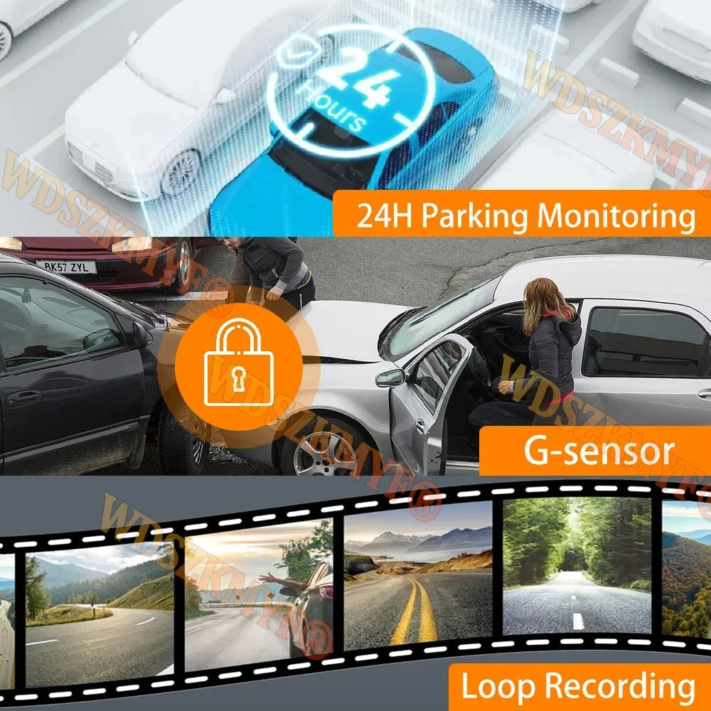 New 4CH Car DVR UHD 4K 1080P Car Dash Cam 360°  WIFI APP Video Recorder Front With Rear View Night Vision 4K Black Box