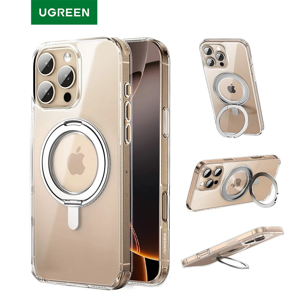 UGREEN for iPhone 17 Pro Max 360° Magnetic Stand Case Cover for iPhone 17pro for Magsafe Rotatable Magnet Kickstand Case Car Mobile World