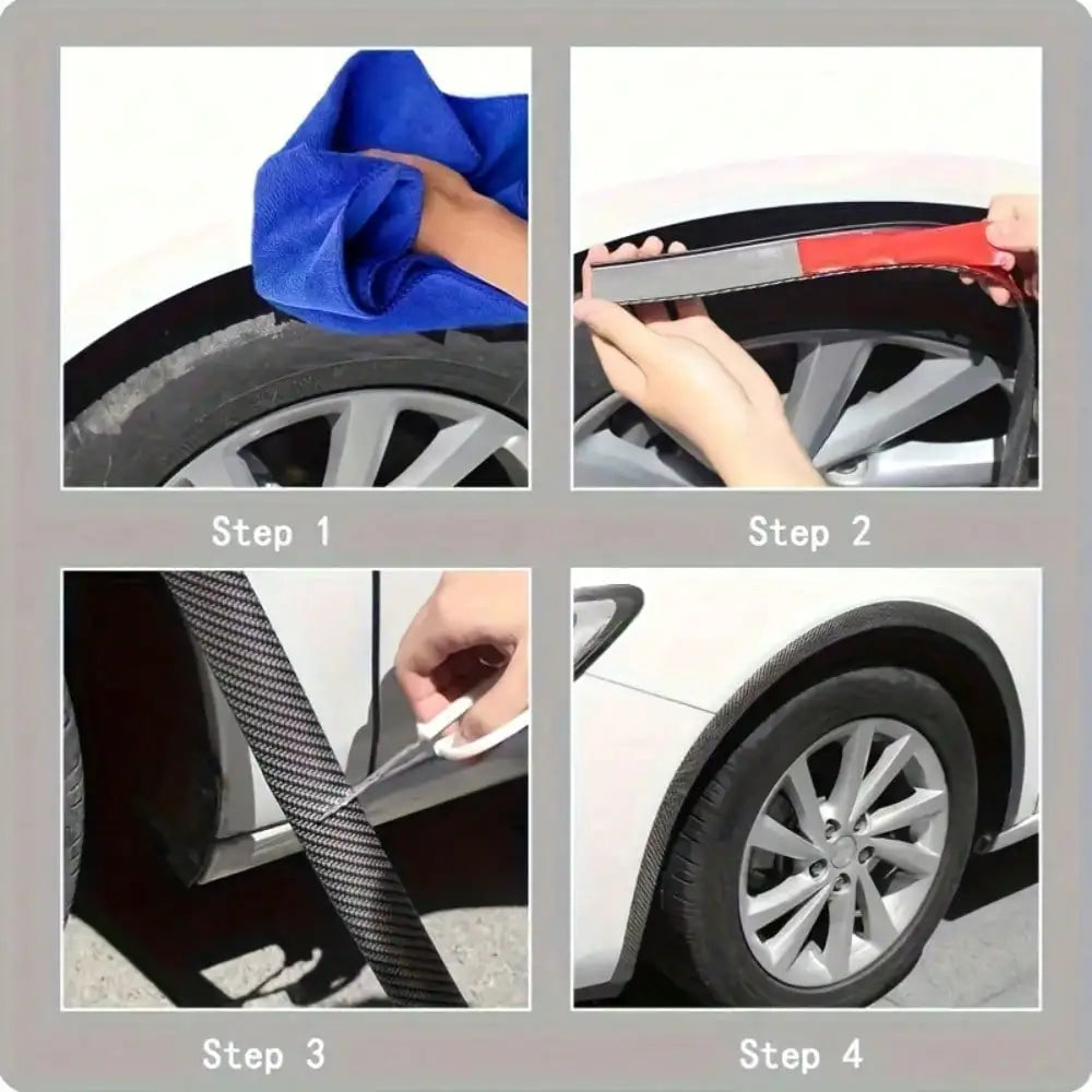 Two 78 inch Thick Self-Adhesive Wheel Guards, Heavy-Duty Plastic Wheel Arch Protective Covers, Suitable for All Vehicles, Scratch and Collision Resistant, Easy to Install without Drilling Holes