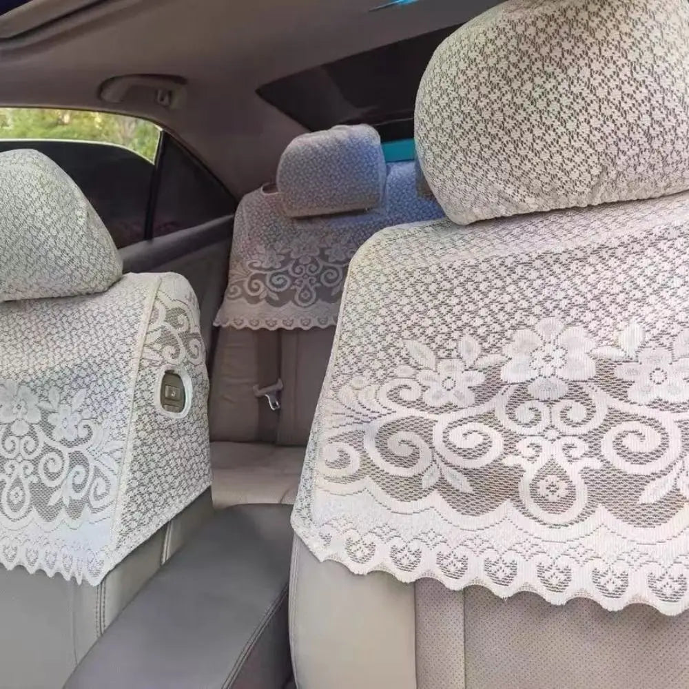 7Pcs Embroidered Car Seat Cover Breathable Universal Car Half Seat Cover Lace for Toyota Corolla Car