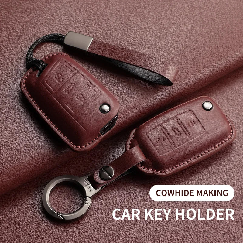 Leather Cars Key Case Cover Shell For Polo Golf7 MK7 Tiguan Passat Golf Jetta Lavida Car Remote Key Case Shell Garnish Accessory