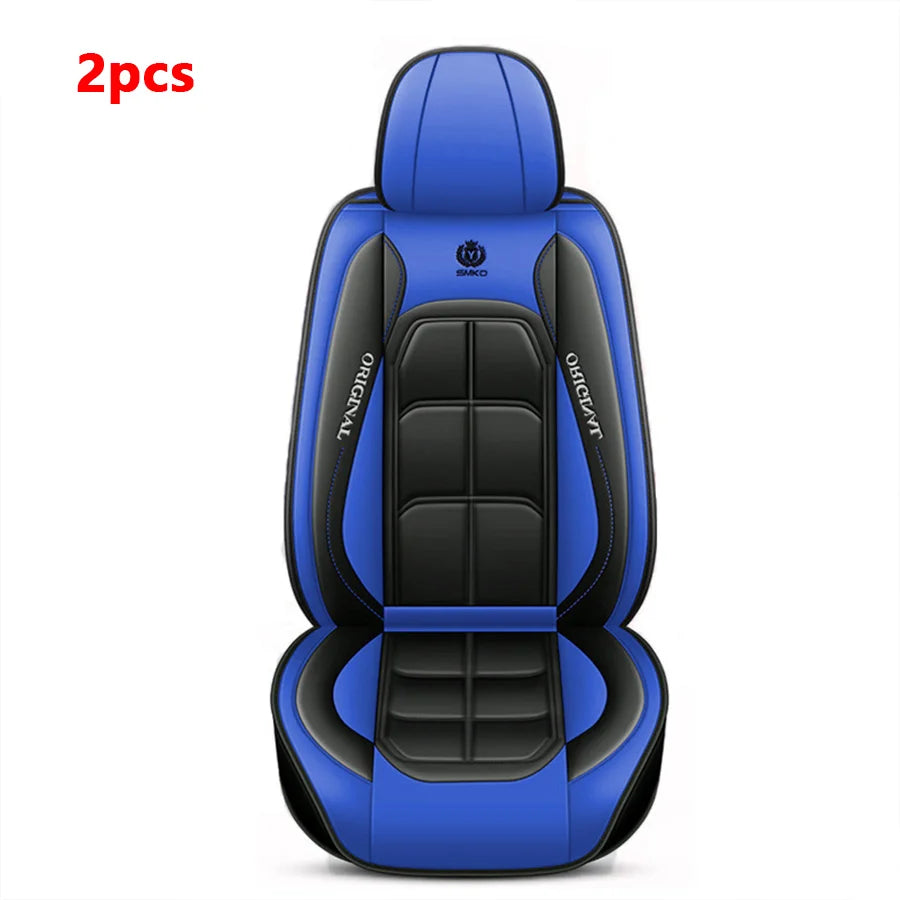 Car Seat Covers 2 Pcs Front Driver Passenger Full Coverage Universal Fit Easy Install Durable Leather Look