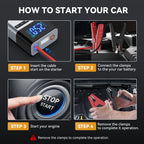 1500A Portable Car Charger, Jump Starter, Rechargeable Battery, Car Battery Launcher, Restoration Item Emergency Starter With Air Compressor Portable Car Battery Booster With 150PSI Auto-Stop Tire Inflator 10.0L Diesel