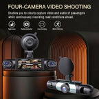 BCUOZ 4-Lens 360° Dashcam, 1080P Front + 720P Built-in Rear Left and Right Car Cameras, Super Night Vision, Loop Recording, G-Sensor, WDR, 12-24V Car Plug Power Supply, Optional 64GB Memory Card.