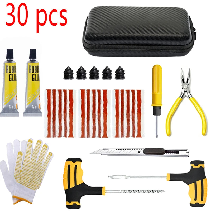 HOT Car Tire Repair Kit Puncture Plug Tools Tyre Puncture Emergency for Tire Strips Stirring Glue Repair Tool Kit
