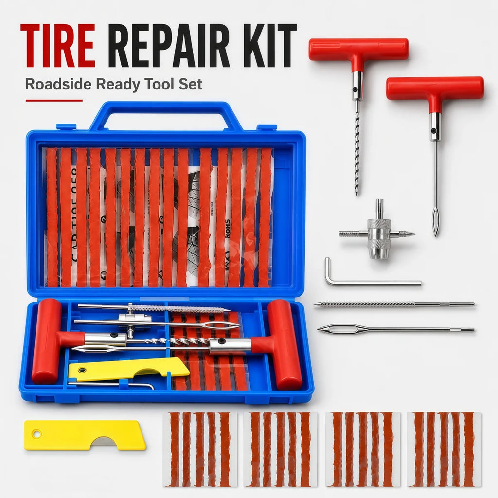Auto Tire Repair Set Puncture Repair Tools Car Van Motorcycle Bike Emergency Heavy Duty Tubeless Tire Repair Rivet Set, Without Battery