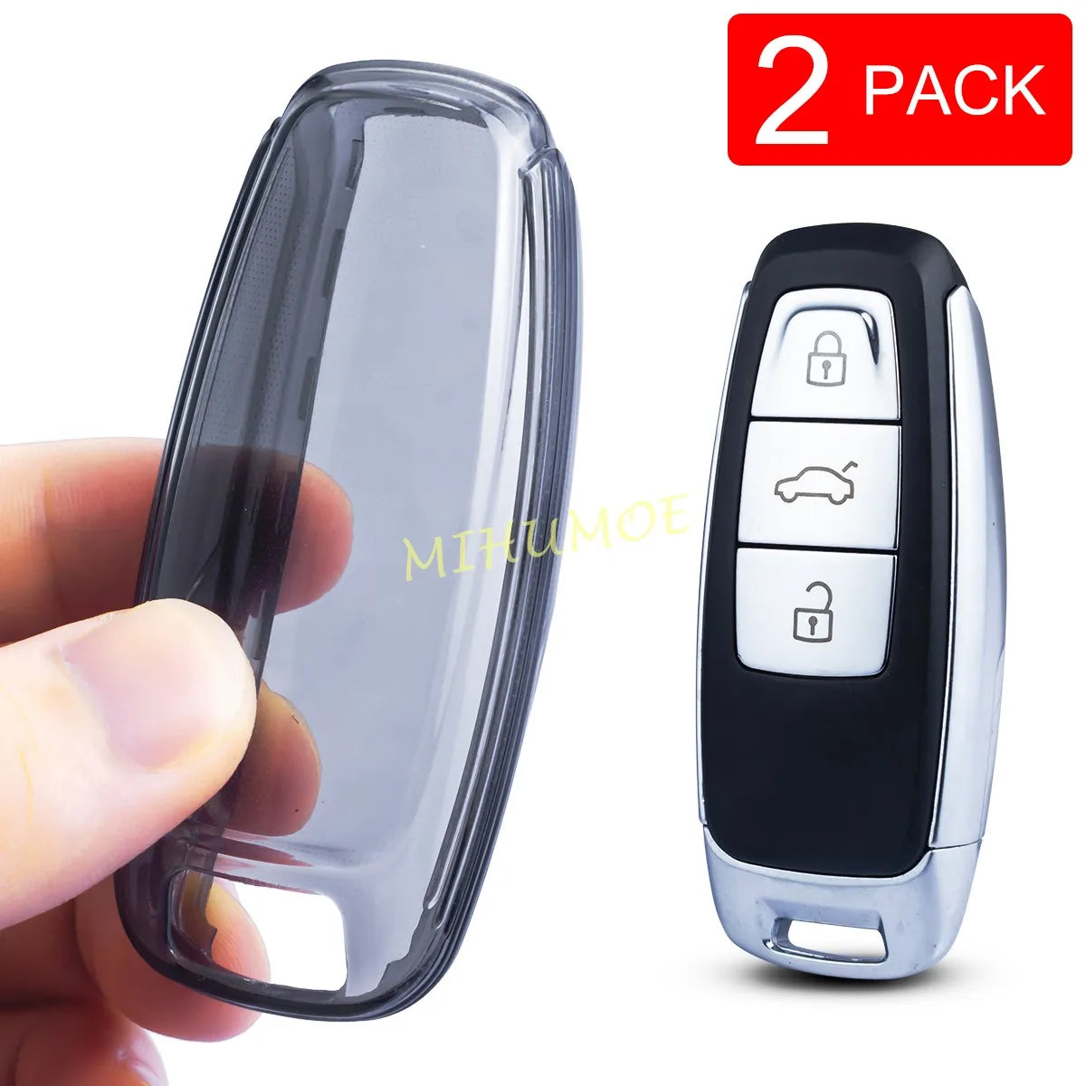 For Audi Black Transparent Car Key Fob Case Cover A3/S3 A6(C8) A7 A8 Q7 Q8 e-tron Sportback/GT S6 S7 S8 Keychain Accessories CM World