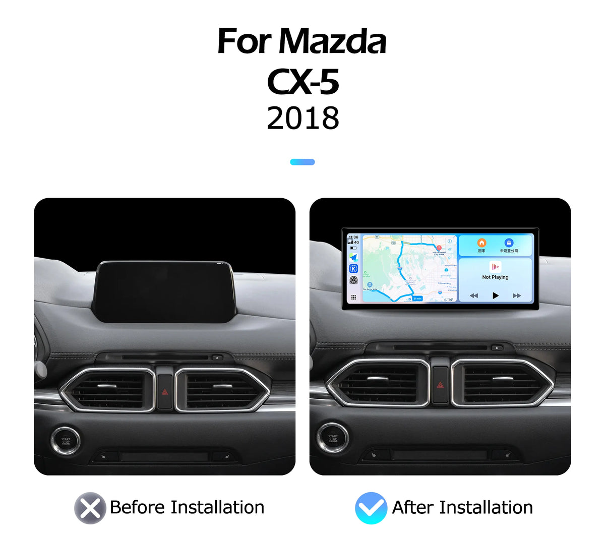 Android OS Bluetooth 12.3 inch For Mazda CX-5 2018 Car Radio Multimedia Video Player Navigation GPS Auto Carplay WIFI 2400*900P