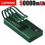 Lenovo 120W 50000mAh High Capacity Power Bank 4 in 1 Cables Super Fast Charging Power Bank Portable Charger For iPhone Samsung Car Mobile World