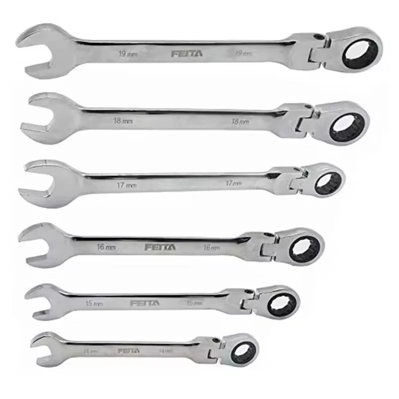 6Pcs/set Flexible Ratchet Combination Wrench Kit Metric Flex Head Gear Ring Spanner Car Repair Tools