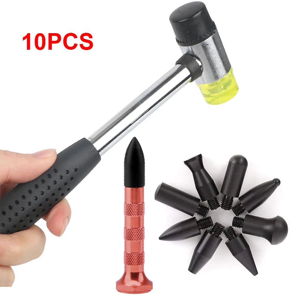 9 Heads Tips Paintless Dent Repair Kit Car Body Dent Removal Tools Knockdown Tips Tools Metal Dent Tap Down Tools CM World