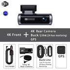 Dual Lens 4K+4K Dash Cam Recording Car Camera DVR Night Vision Video Recorder Built-In 5G Wi-Fi Support GPS Dashcam 24H Parking