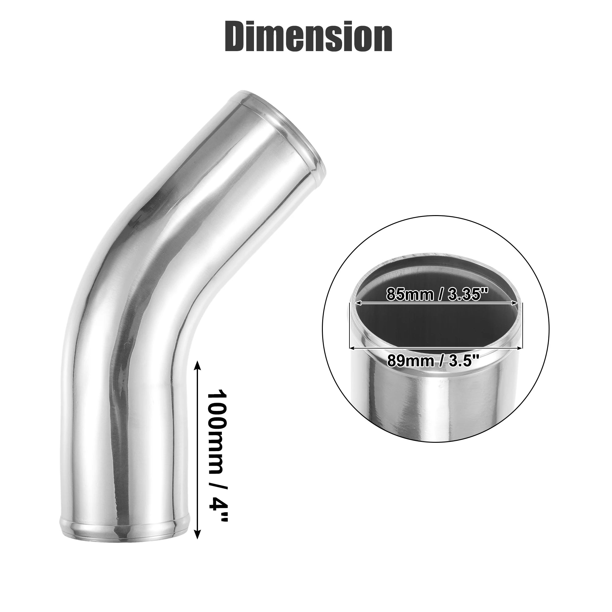 UXCELL 45 Degree OD 32-102mm Leg Length 100mm Car Aluminum Alloy Tube Intercooler Bend Elbow Pipe Air Intake Joiners Tubing CM World