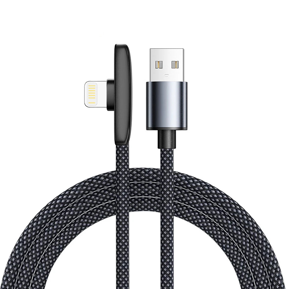 90° Degree Elbow USB A To Lightning Cable Fast Charging ios Phone Charge Wire For iPhone 14 13 12 11 USB To IOS Data Cord Line