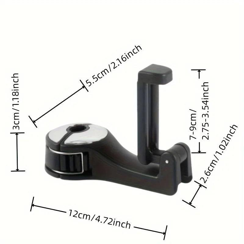 Multi-functional 2 In 1 Car Hook Hidden Multifunctional Rear Headrest Hook Car Rear Phone Holder Lock Type Mobile Phone Holder
