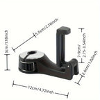 Multi-functional 2 In 1 Car Hook Hidden Multifunctional Rear Headrest Hook Car Rear Phone Holder Lock Type Mobile Phone Holder