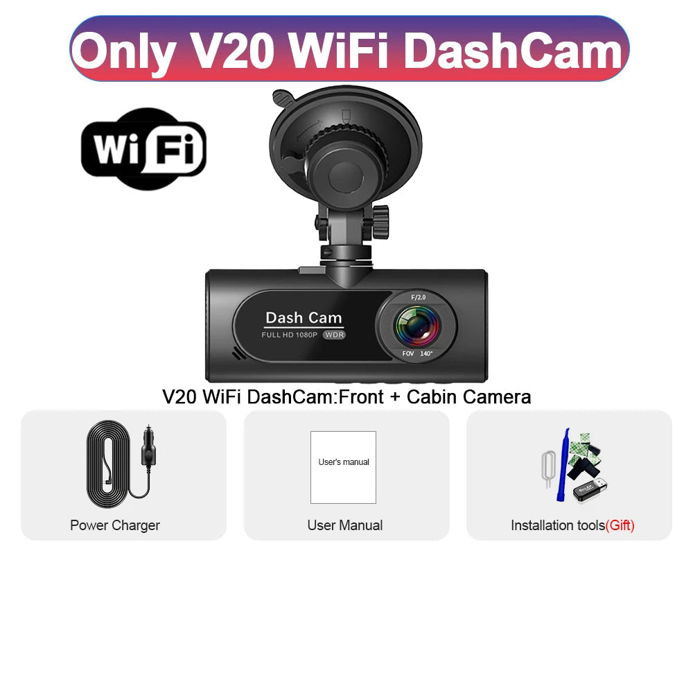 WIFI 3 Channel Dash Cam for Car 1080P Video Recorder 3/2Lens Dashcam Car DVR Front and Rear View Camera Black Box Car Accessory Car Mobile World