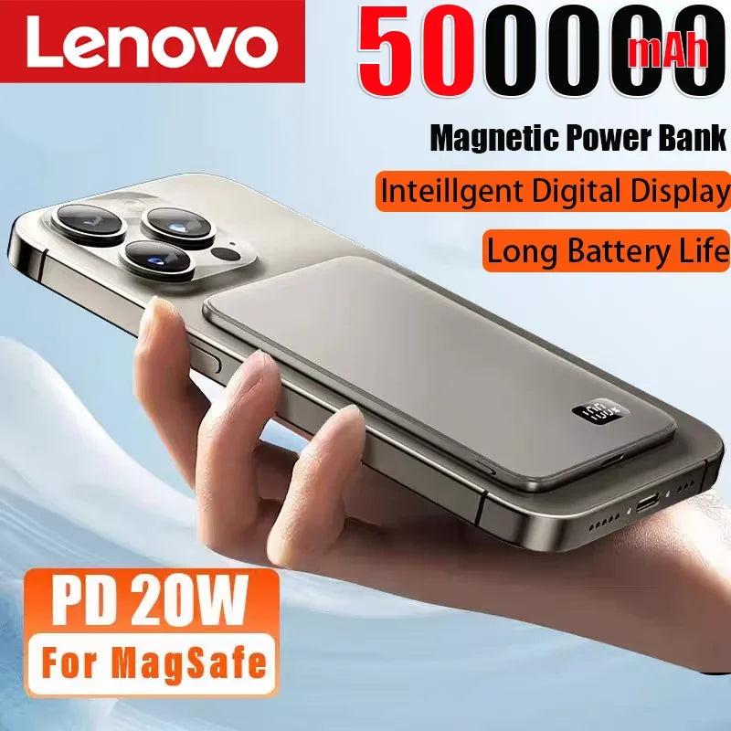Lenovo Large Capacity Magnetic Power Bank  20W Wireless Fast Portable Charger for Magsafe Powerbank for iPhone Samsung 2026 New Car Mobile World