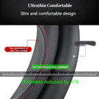 Full Leather Cover for All Seasons Auto Steering Wheel Cover Ultra-Thin Non-Slip Round Breathable Car Steering Wheel Protector CM World