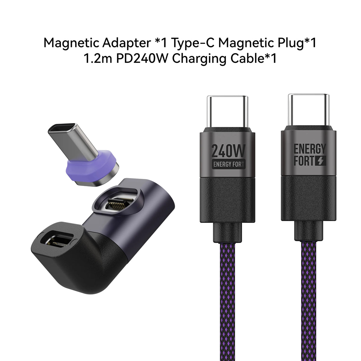 PD 240W Type-C Magnetic Adapter PD3.0 Fast Charging Right Angle USB C Connector Extender for iPhone 16 Macbookair Samsung