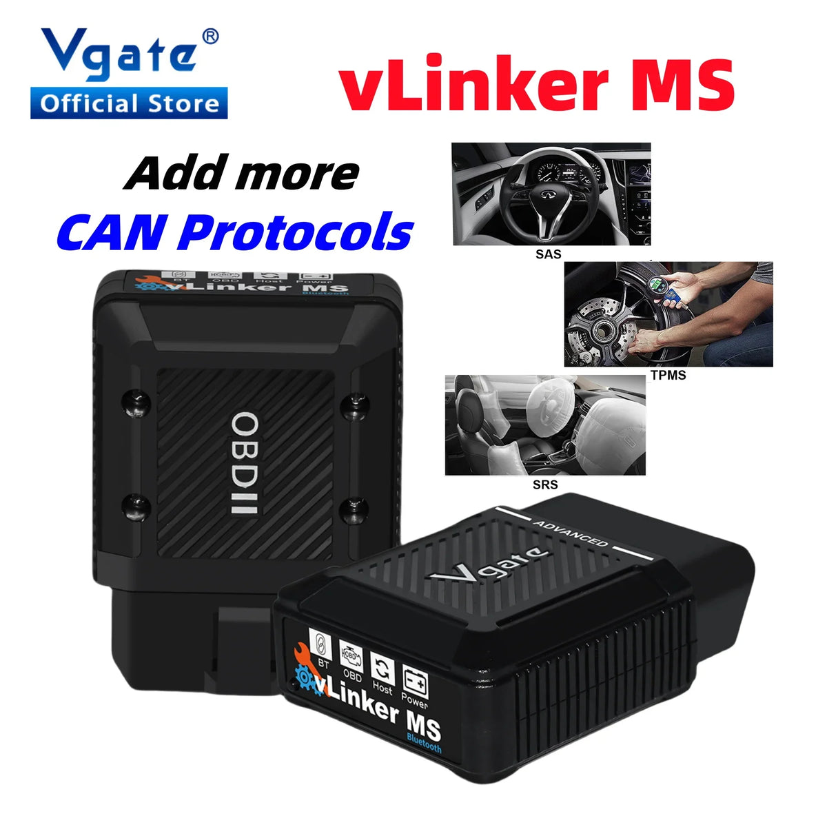 Vgate VLinker MS Upgrade ELM327 Bluetooth Support IOS/PC/Android Car Scanner OBD Auto Diagnostic Tool OBD 2 Scan PK ELM 327 V1 5