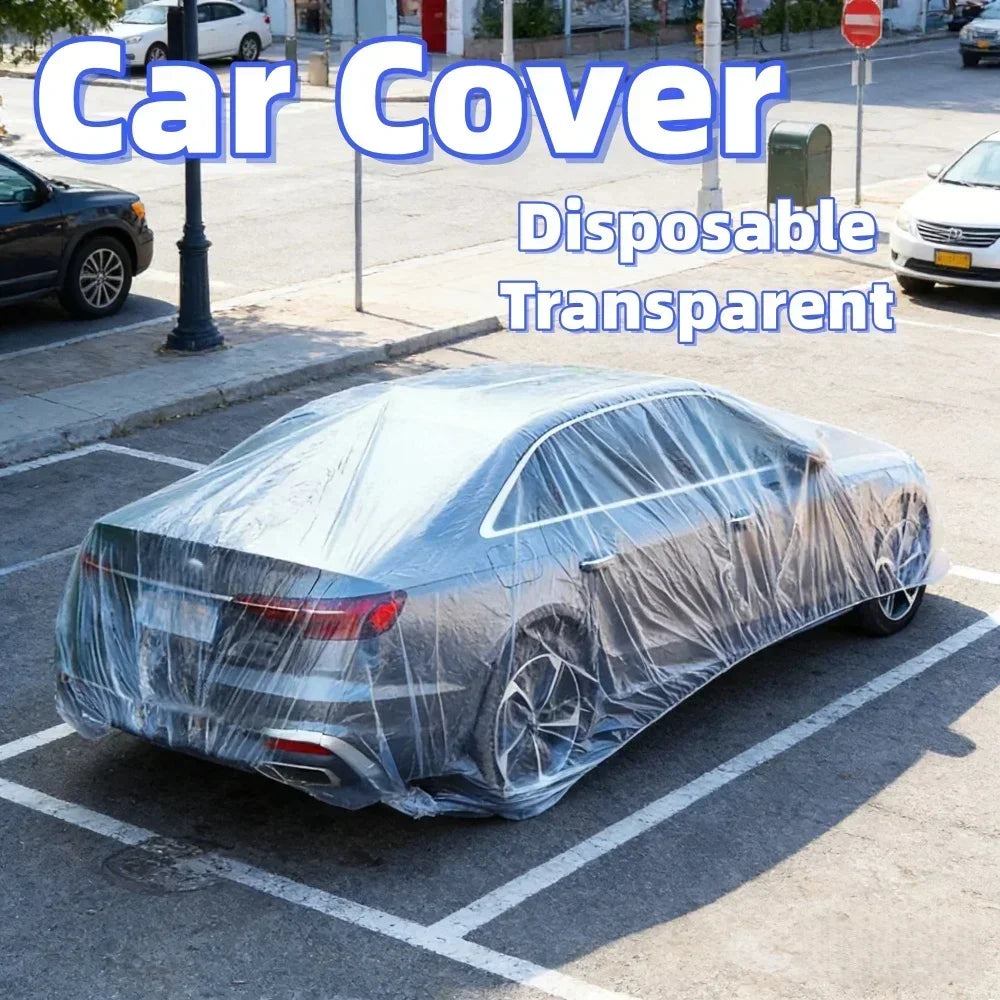 Disposable Transparent Car Cover Universal Dustproof Scratch Free Auto Protector For Indoor Use Vehicle Exterior Protection