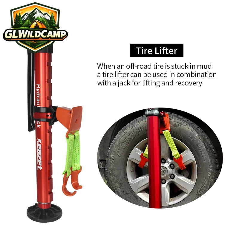 Multi Purpose Use 4429LBS Round Base Hydraulic Monkey Climbing Rod Manual Jack Trailer Hitch Car Accessories Tow Hook 2T Jack