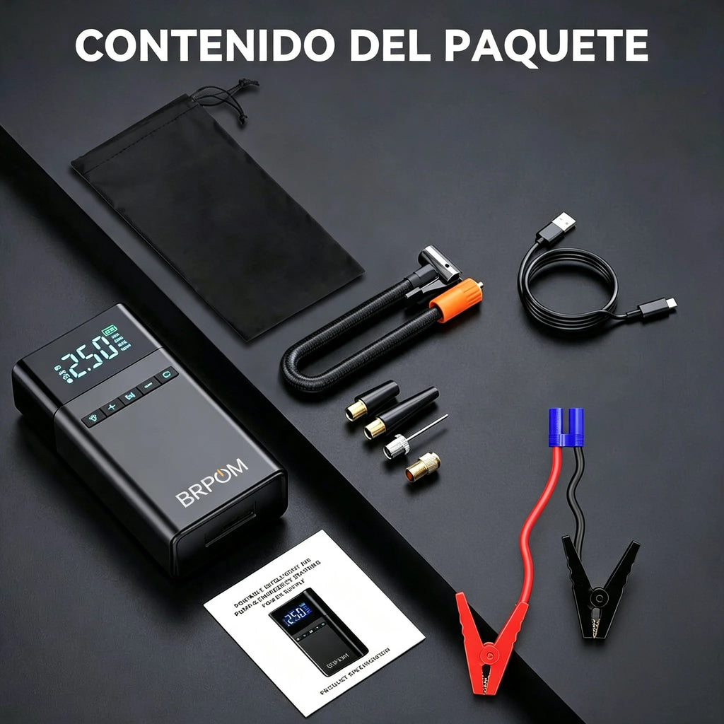 1500A Peak 3-IN-1 Car Jump Starter With Air Compressor Auto Battery Booster 150PSI Air Pump Portable Power Bank Tire Inflator With LED Light