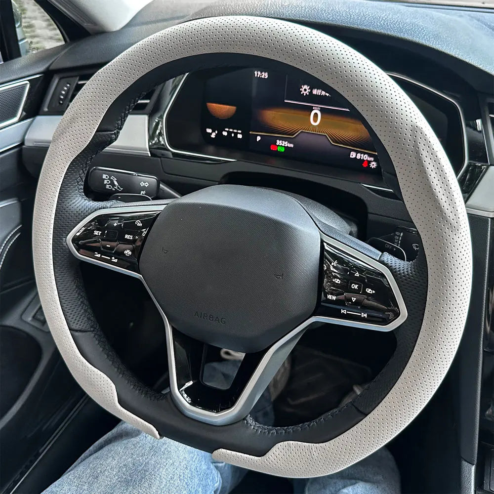 Steering Size 36-38cm Universal Non-slip Round Breathable leather Car Steering Wheel Cover Protector Suitable Auto Accessories CM World