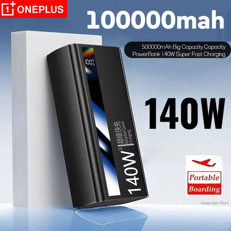 Oneplus 500000mAh Large Capacity PowerBank 140W Super Fast Charging Portable External Battery Powerbank for iphone Huawei Car Mobile World