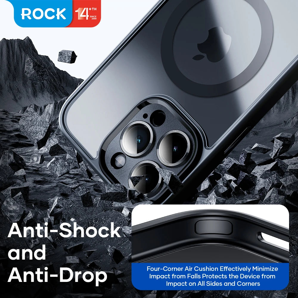 ROCK Translucent Magnetic Case for iPhone 15 Pro Max Matte Anti-Fingerprint Hard Cover for iPhone 15 Pro Compatible with MagSafe