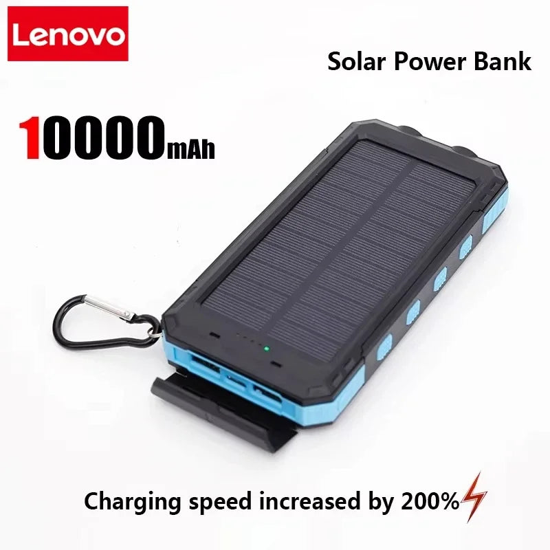 Lenovo 200000mAh Solar Power Bank Portable Charging Poverbank External Battery Charger Strong Light LDE Light for iphone Huawei Car Mobile World