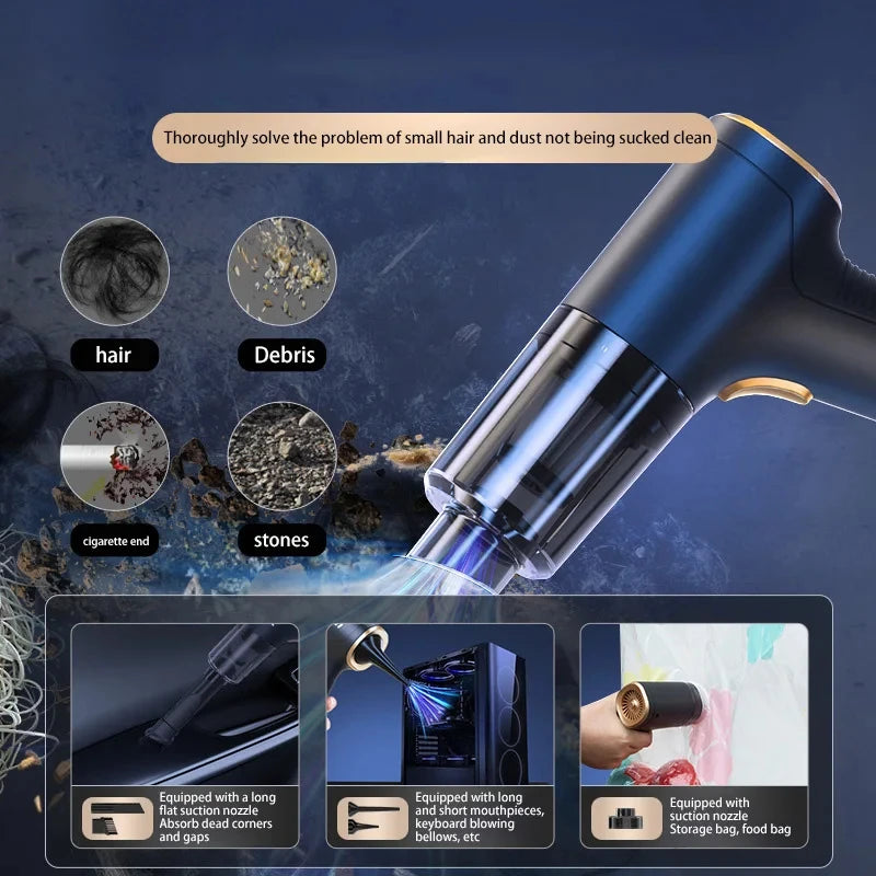 Lenovo 1290000Pa Car Vacuum Cleaner 2 -in-1 Portable Wireless Car Vacuum Cleaner Handheld Home Car Dual Use Vacuum Cleaners Car Mobile World